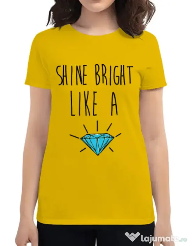 Tricou ADLER dama Shine bright like a diamond Galben