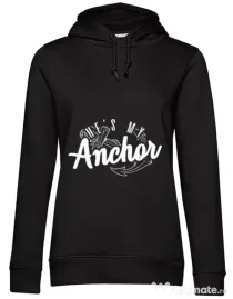 Hoodie dama cu gluga He s my anchor Negru