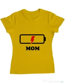 Tricou ADLER dama Mom battery Galben