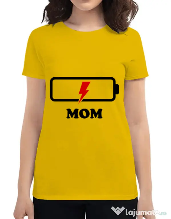 Tricou ADLER dama Mom battery Galben