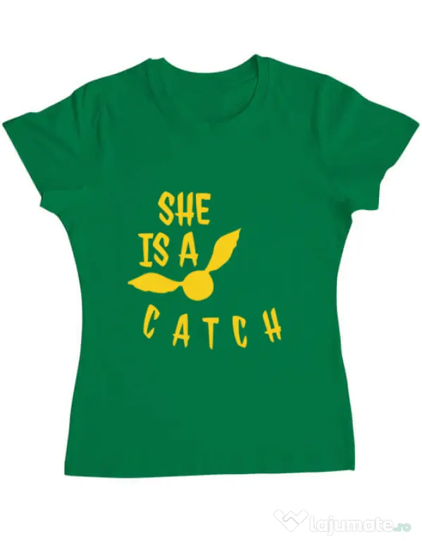 Tricou ADLER dama She is a catch Verde mediu
