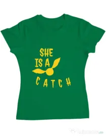 Tricou ADLER dama She is a catch Verde mediu
