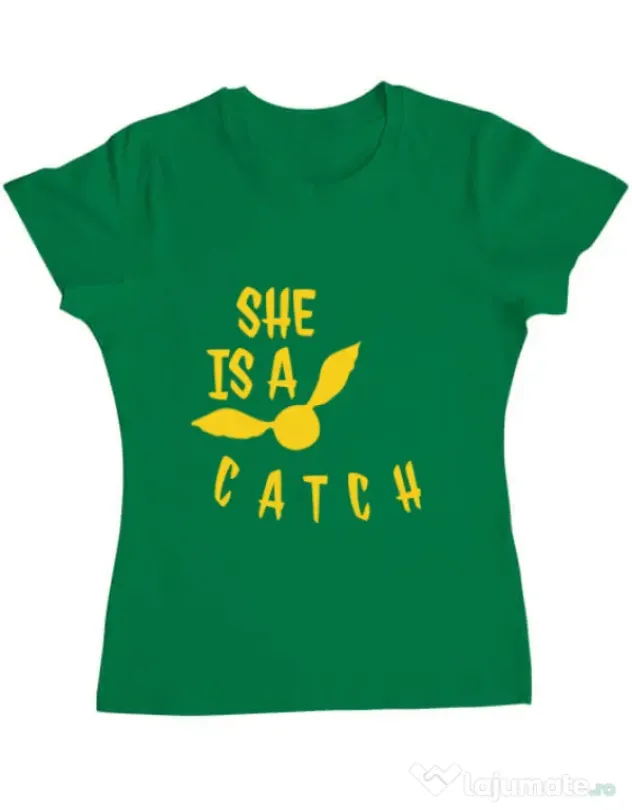 Tricou ADLER dama She is a catch Verde mediu