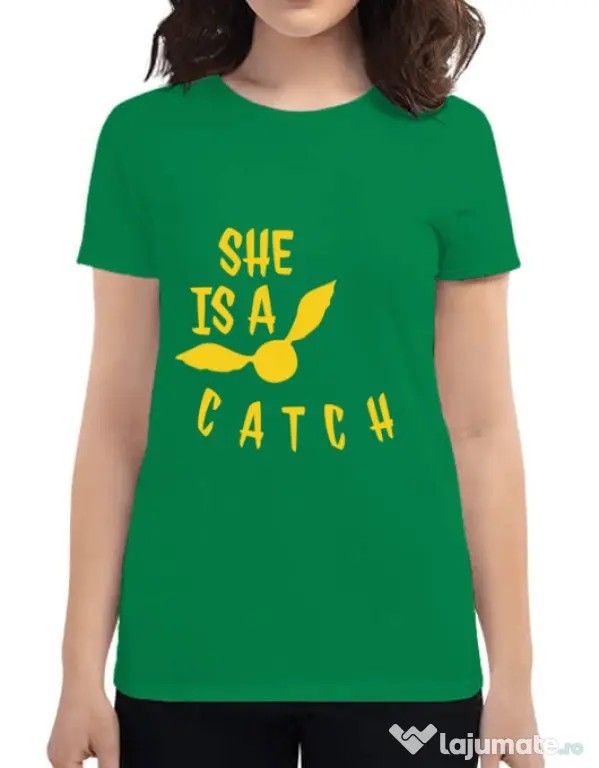Tricou ADLER dama She is a catch Verde mediu