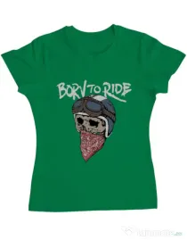 Tricou ADLER dama Born to ride Verde mediu