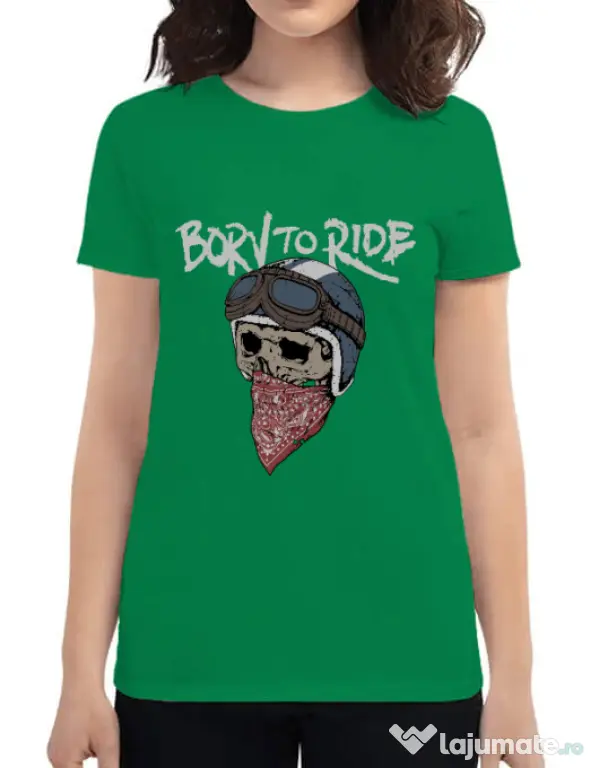 Tricou ADLER dama Born to ride Verde mediu