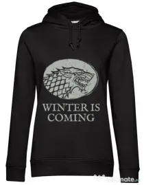 Hoodie dama cu gluga Winter is coming Stark Negru
