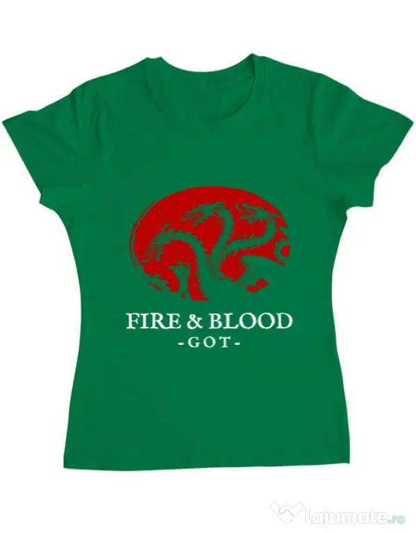 Tricou ADLER dama Fire and Blood Targaryen Verde mediu