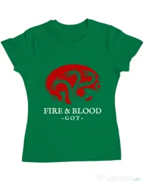 Tricou ADLER dama Fire and Blood Targaryen Verde mediu