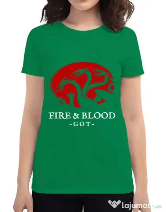 Tricou ADLER dama Fire and Blood Targaryen Verde mediu