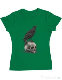 Tricou ADLER dama Crow skull Verde mediu