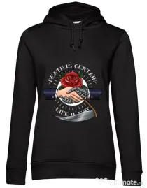 Hoodie dama cu gluga Death is certain Negru
