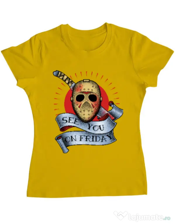 Tricou ADLER dama See you on friday Galben
