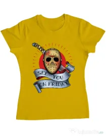 Tricou ADLER dama See you on friday Galben
