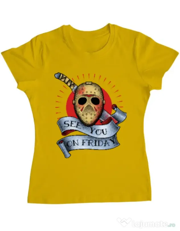 Tricou ADLER dama See you on friday Galben