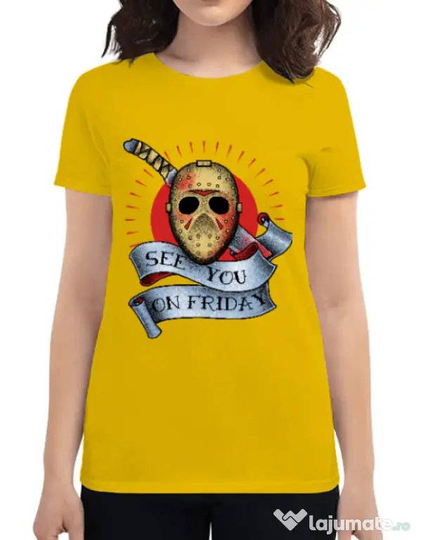 Tricou ADLER dama See you on friday Galben