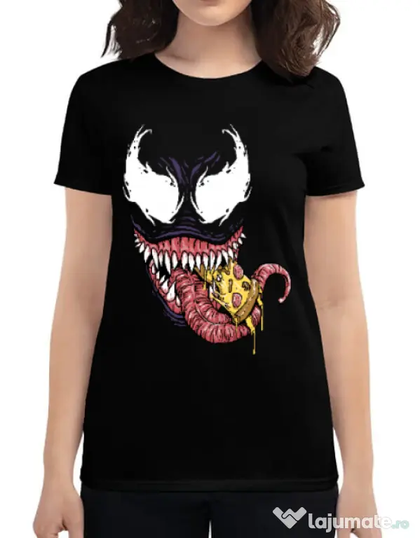 Tricou ADLER dama Venom pizza Negru