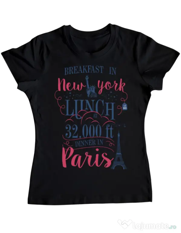 Tricou ADLER dama Breakfast in New York Negru