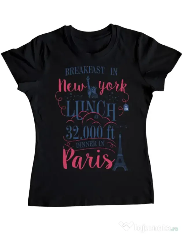 Tricou ADLER dama Breakfast in New York Negru