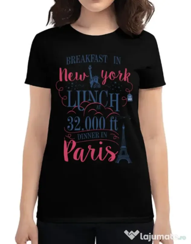 Tricou ADLER dama Breakfast in New York Negru