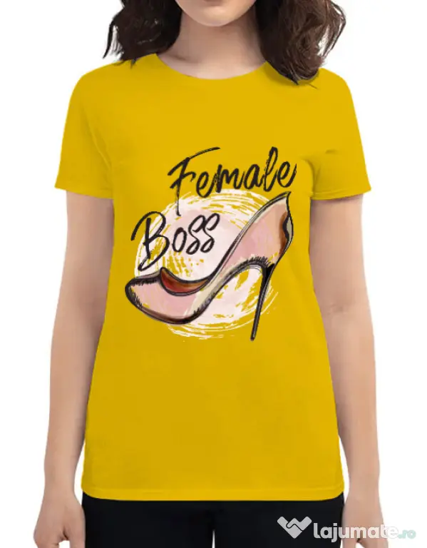 Tricou ADLER dama Female boss Galben