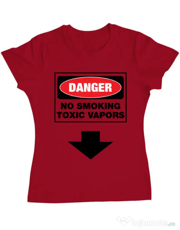 Tricou ADLER dama Danger No Smoking Rosu