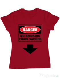Tricou ADLER dama Danger No Smoking Rosu