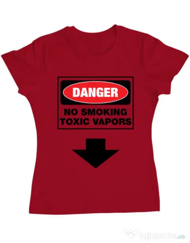 Tricou ADLER dama Danger No Smoking Rosu