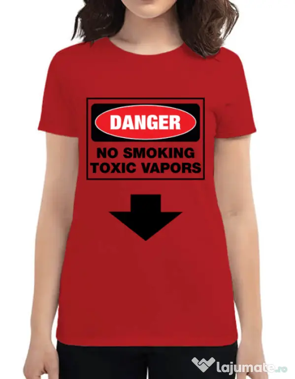 Tricou ADLER dama Danger No Smoking Rosu