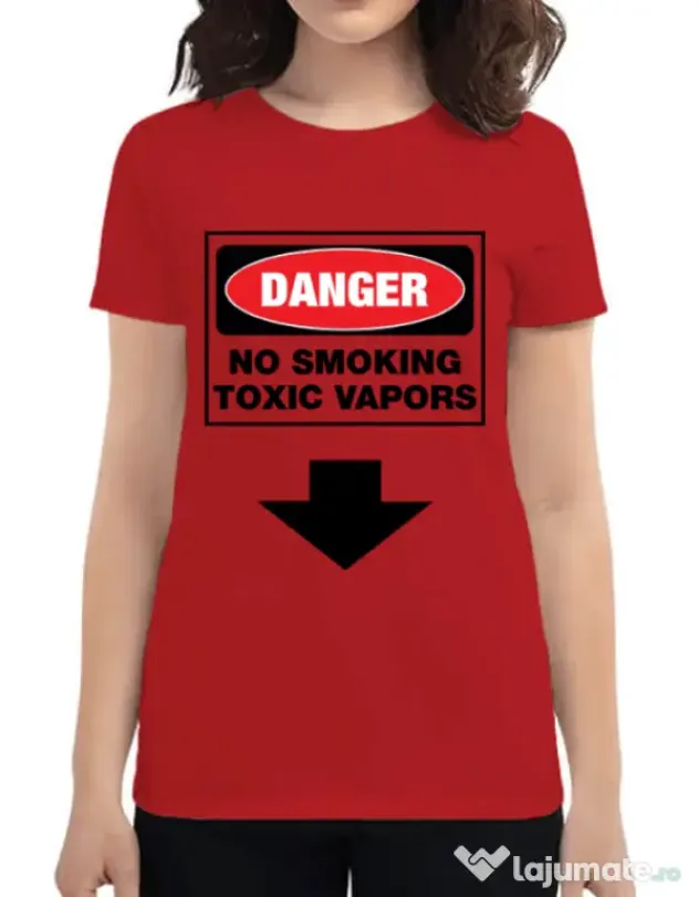 Tricou ADLER dama Danger No Smoking Rosu