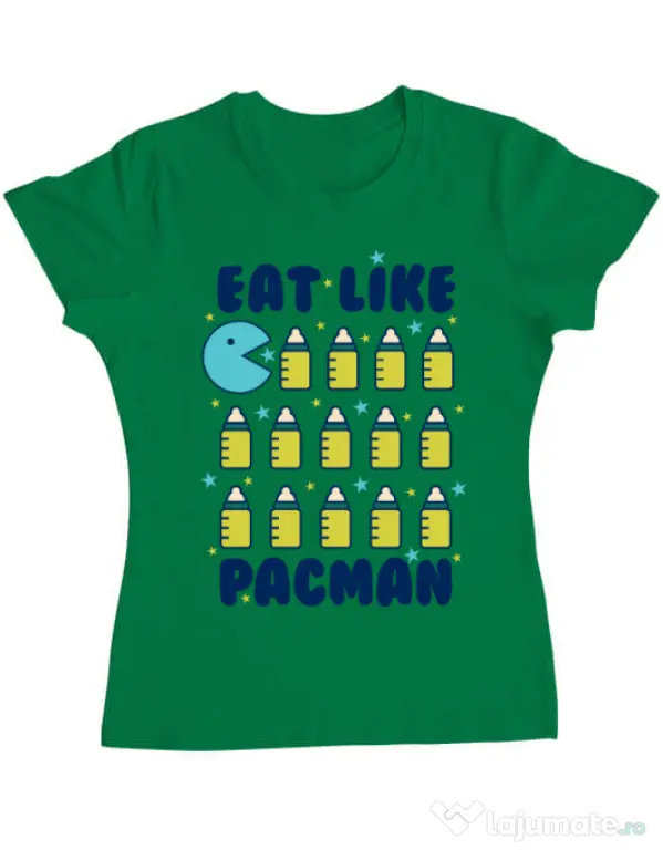 Tricou ADLER dama Eat Like Pacman Verde mediu