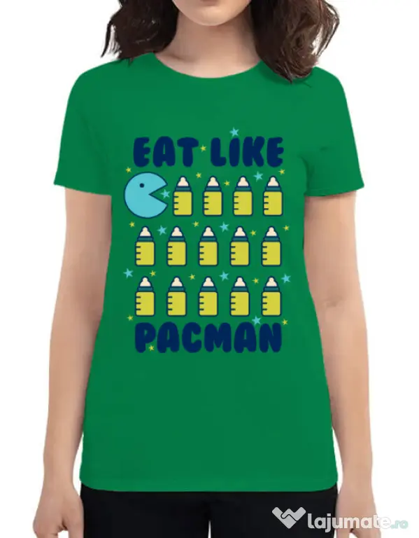 Tricou ADLER dama Eat Like Pacman Verde mediu