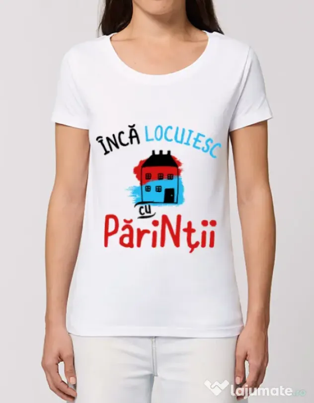 Tricou STANLEY STELLA dama Inca locuiesc cu parintii Alb