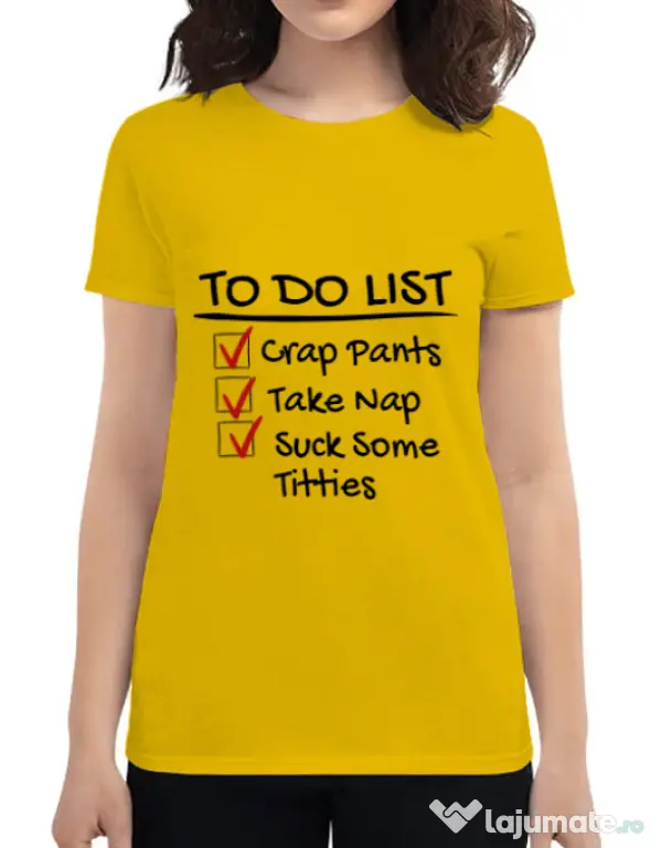 Tricou ADLER dama To do list Galben