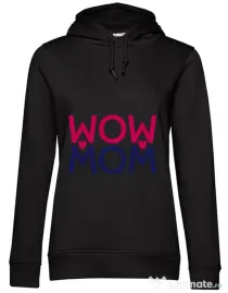 Hoodie dama cu gluga Wow mom Negru