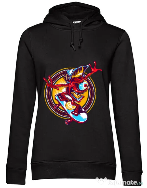 Hoodie dama cu gluga Cali skate Negru