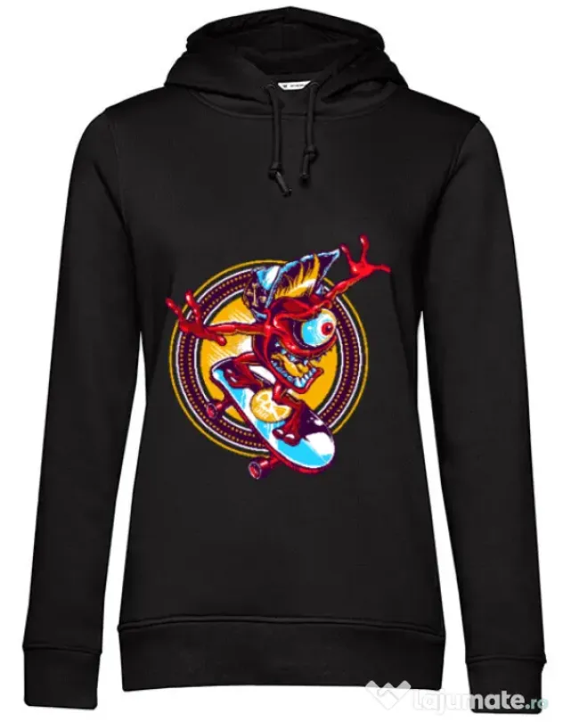 Hoodie dama cu gluga Cali skate Negru