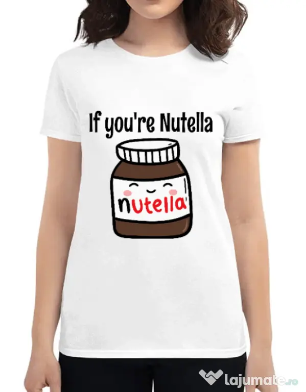 Tricou ADLER dama If you are nutella Alb