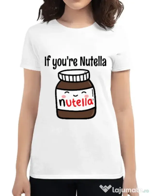 Tricou ADLER dama If you are nutella Alb