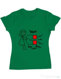 Tricou ADLER dama Our love story 1 Verde mediu