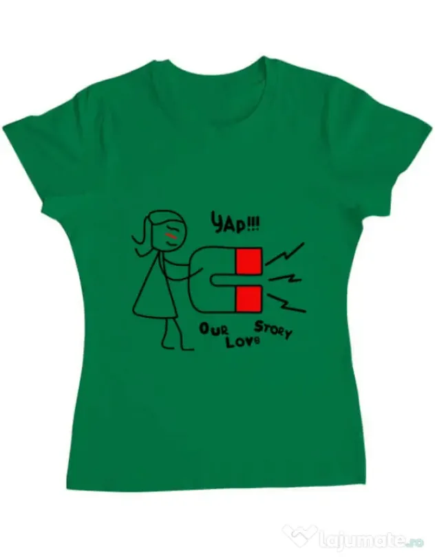 Tricou ADLER dama Our love story 1 Verde mediu