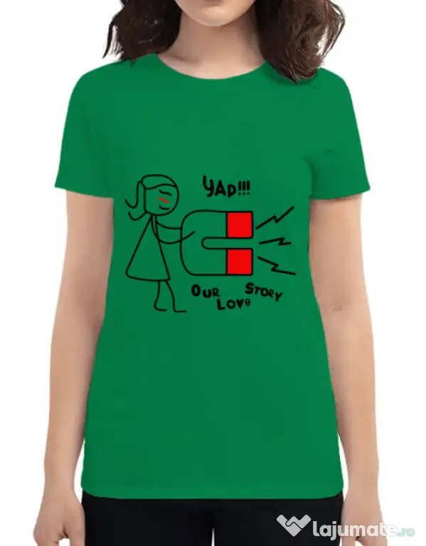 Tricou ADLER dama Our love story 1 Verde mediu
