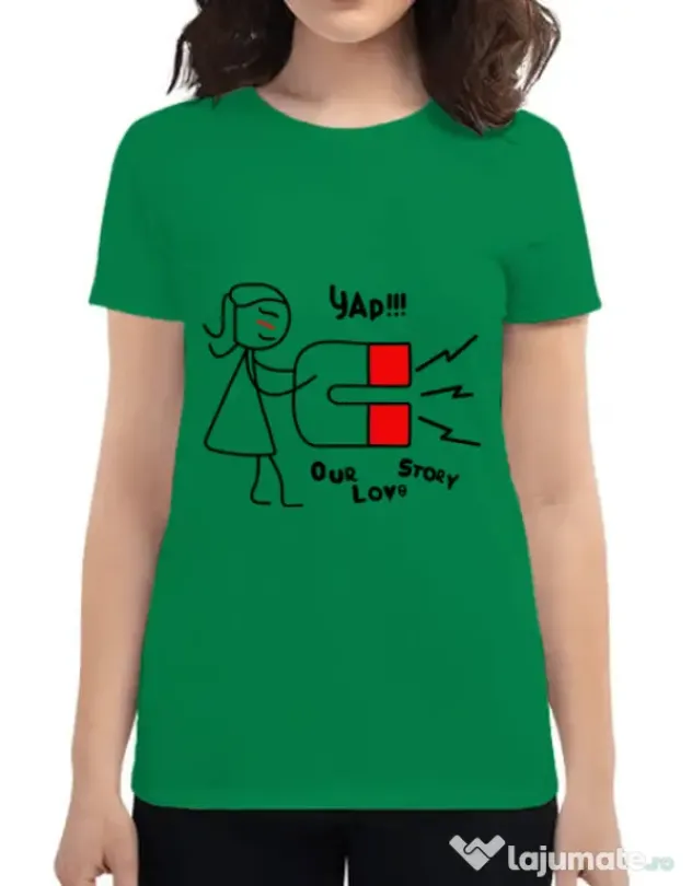 Tricou ADLER dama Our love story 1 Verde mediu