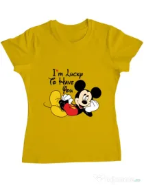 Tricou ADLER dama Lucky to have you Galben