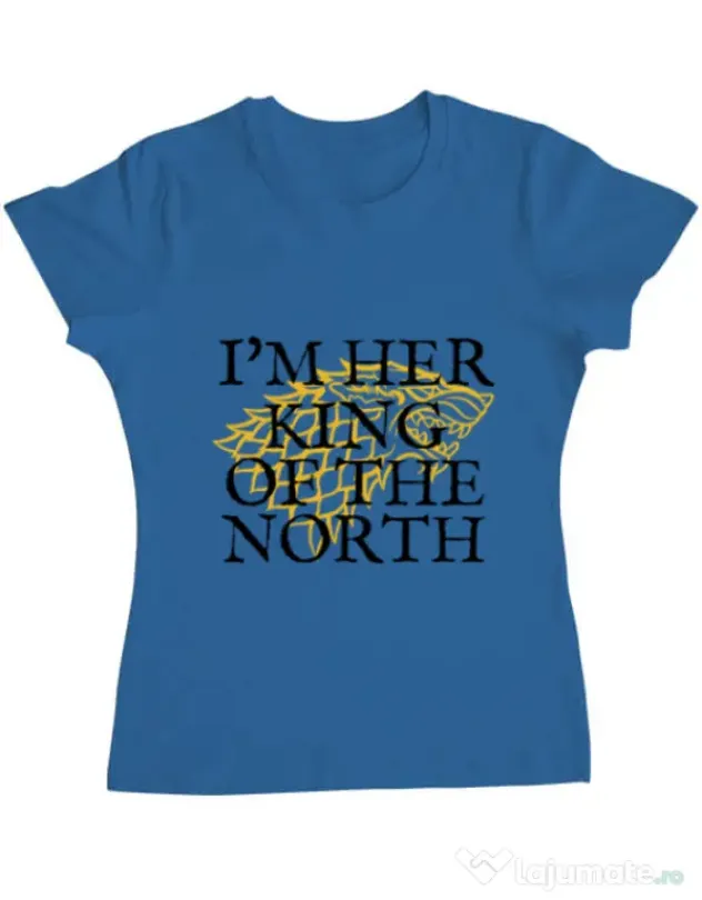 Tricou ADLER dama Her king of the north Albastru azuriu