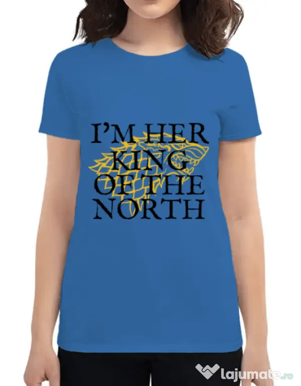 Tricou ADLER dama Her king of the north Albastru azuriu