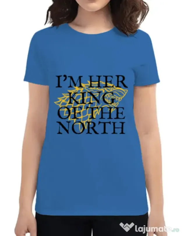 Tricou ADLER dama Her king of the north Albastru azuriu