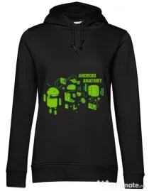 Hoodie dama cu gluga Android anatomy Negru
