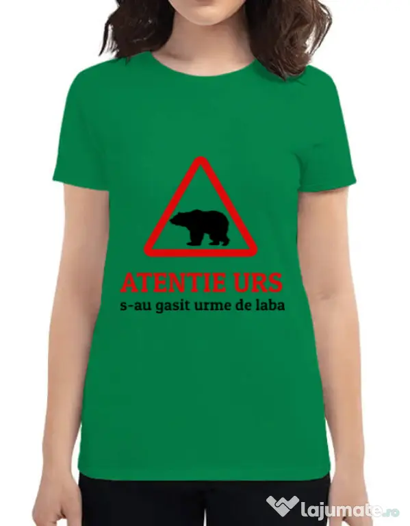 Tricou ADLER dama Atentie urs Verde mediu