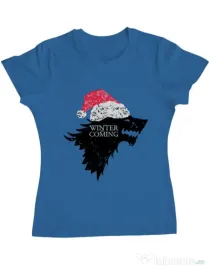 Tricou ADLER dama Christmas is coming Albastru azuriu
